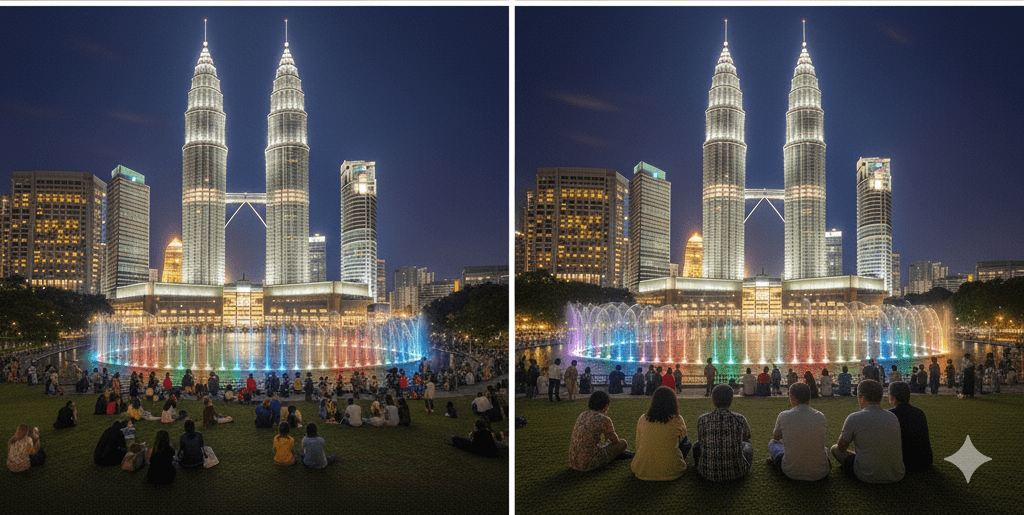 ツインタワーの噴水ショー